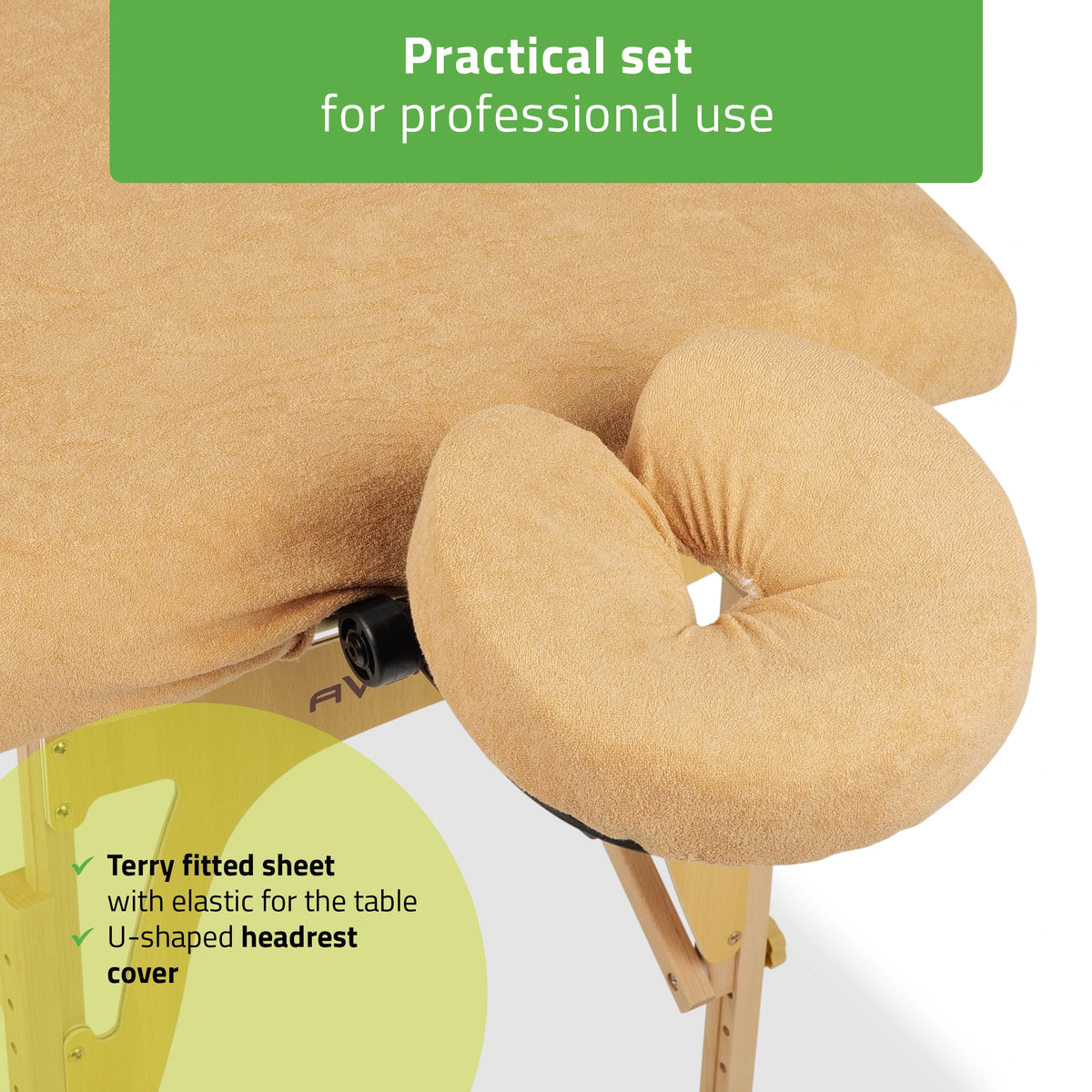 Set – 1-piece terry sheet for folding tables – 60/165 cm, beige terry headrest cover