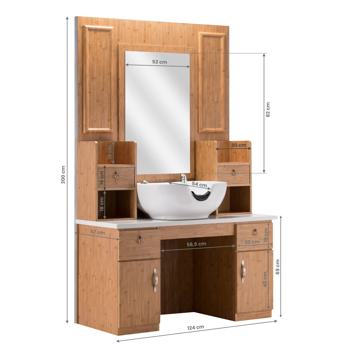 Hairdressing console, Gabbiano B072, with washbasin
