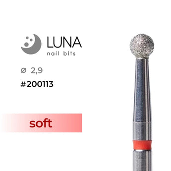 Luna Bits Dimanta frēzes uzgalis lode, 2,9 mm, sarkana, smalkgraudains