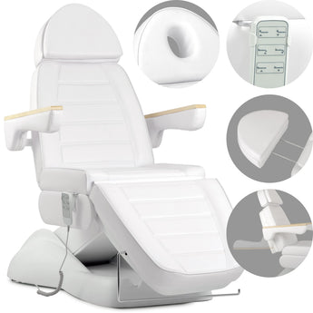 Elektriskā kosmetoloģijas krēsls - kušete Leo PRO 4 Comfy Base k501, balta