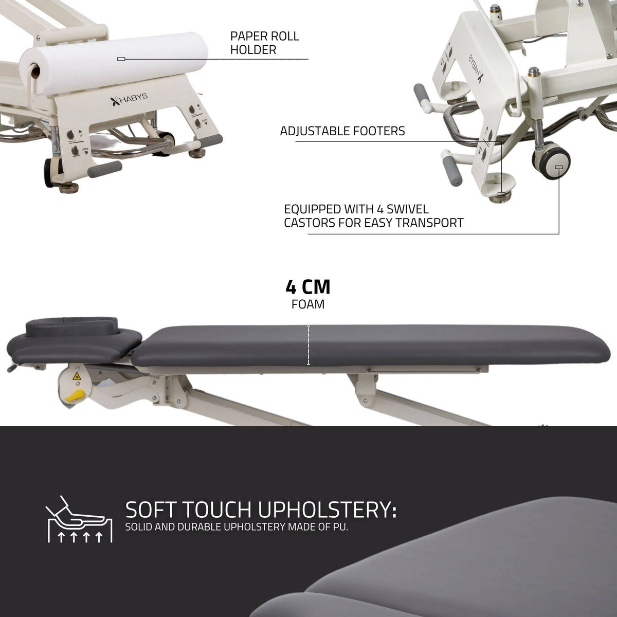 Stationary massage table Evero V4 ERGO Soft Touch K622 Gray