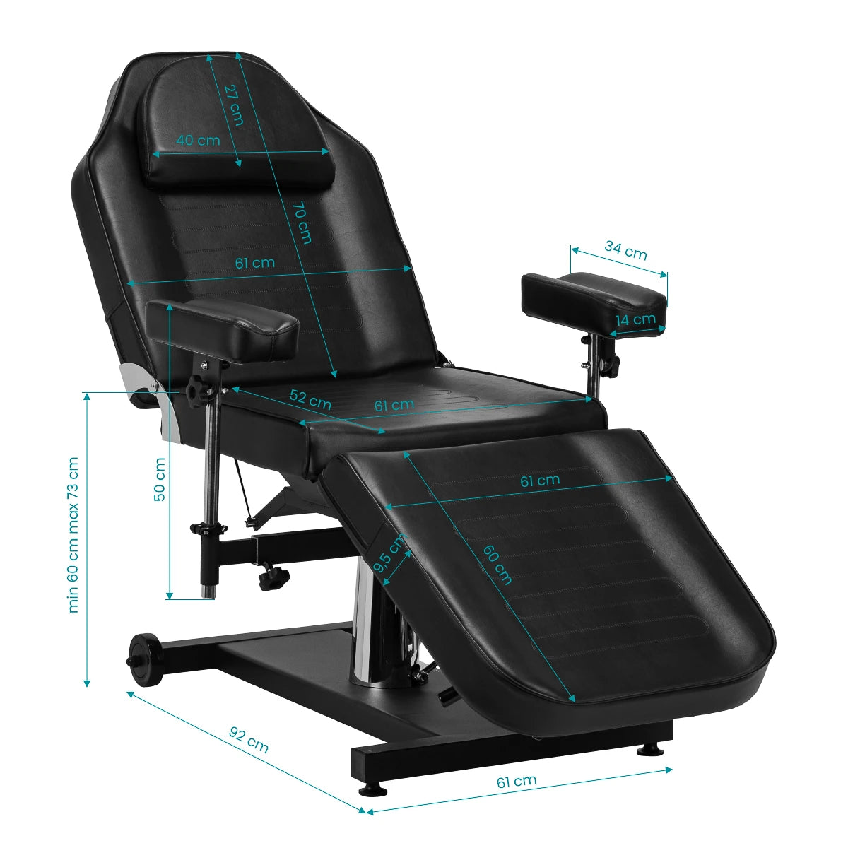 PRO INK 322F hydraulic tattoo chair black