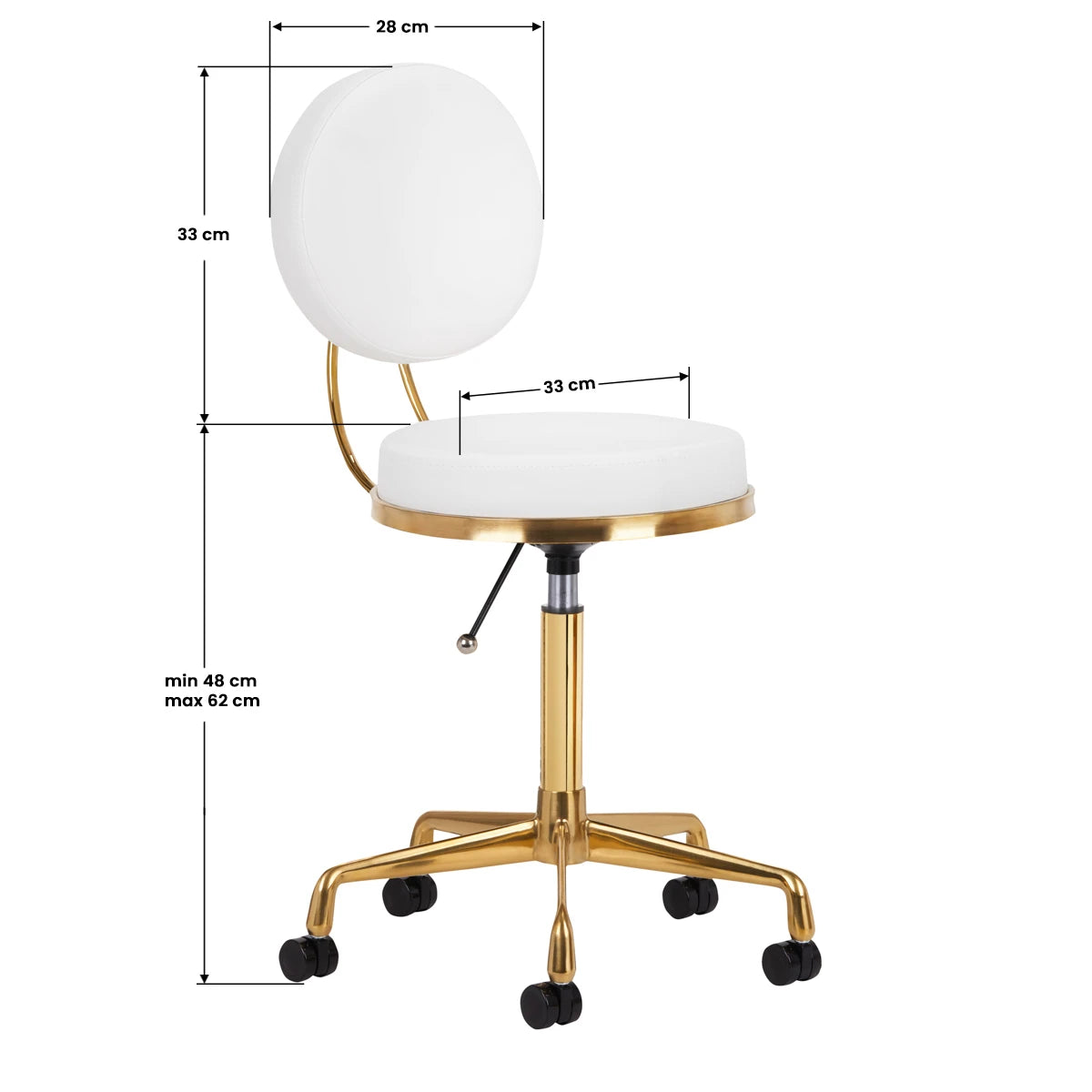 Arbetsstol / kundstol H5 GOLD vit