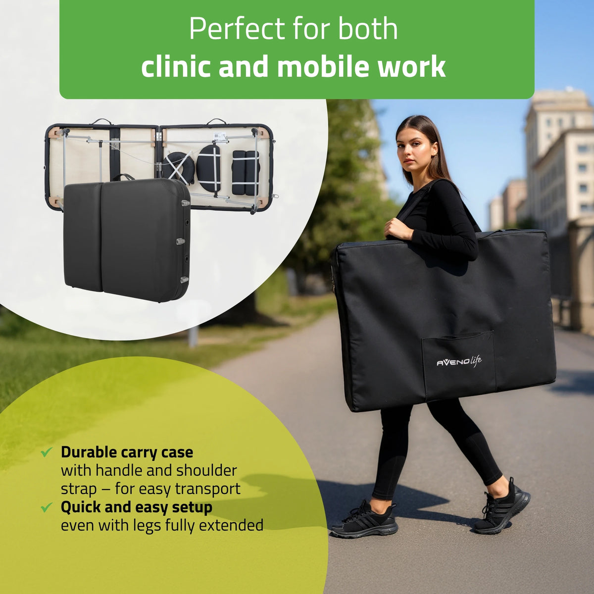 Bærbar massagebrikse Adele 60 Comfy Base K515, sort