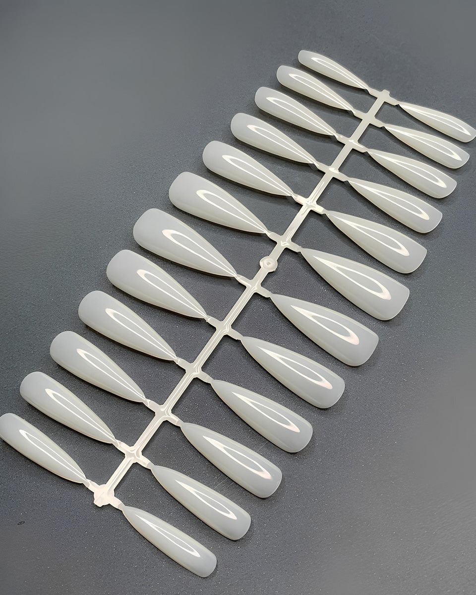 Milk tips for nail extensions in a container, 240 pcs (Stiletto)