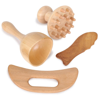 Puust massaažitööriistade komplekt, 4 tk