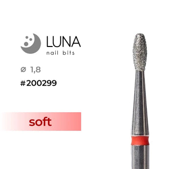 Luna Bits Dimanta frēzes uzgalis Elipse, 1,8 × 4,5 mm, sarkana, smalkgraudains