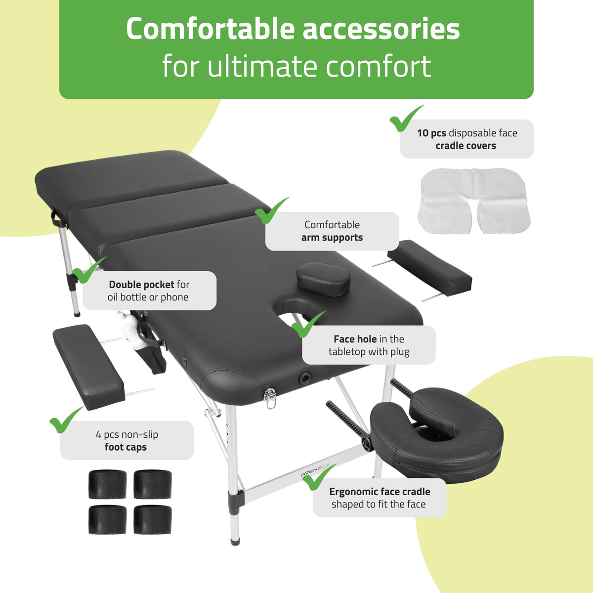 Bærbar massagebrikse Adele 60 Comfy Base K515, sort