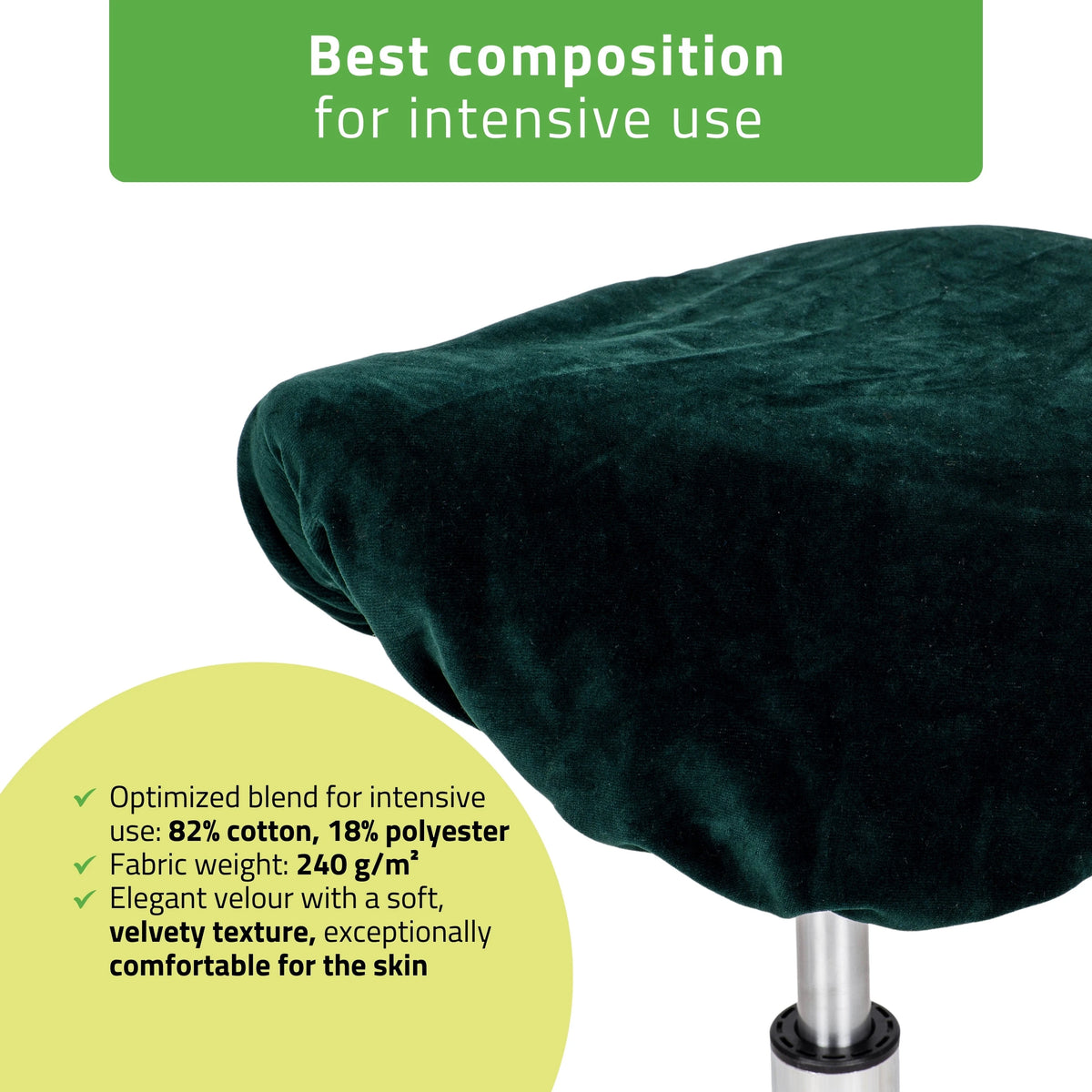 Velour cover with elastic for stool, diameter 60 cm bottle green