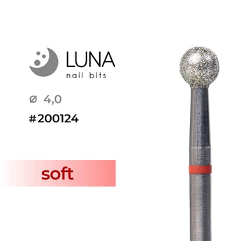 Luna Bits Dimanta frēzes uzgalis Lodīte, 4,0 mm, sarkana, rupja