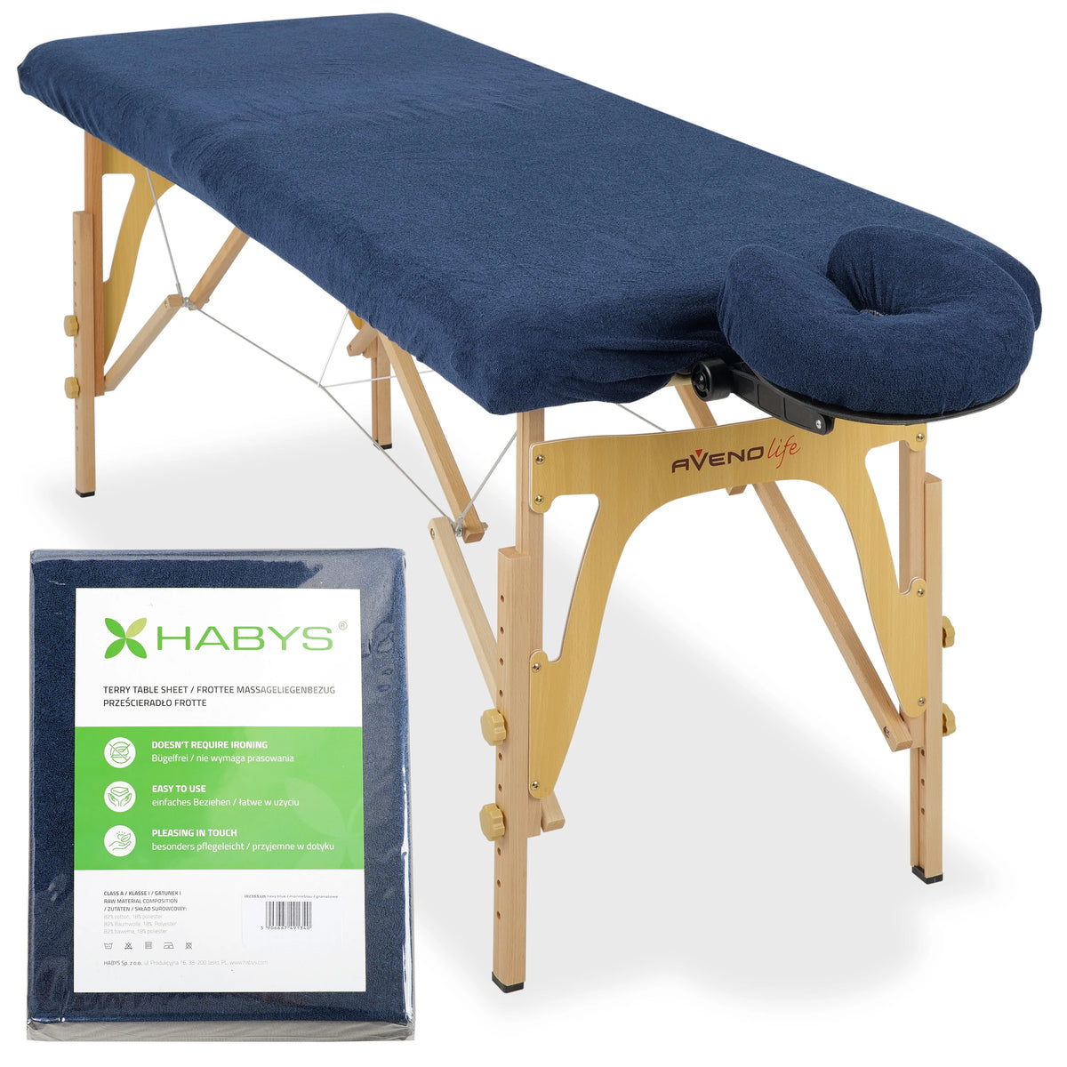 Set – Frotté lakan för hopfällbara bord – 60/165 cm, marinblå frotté huvudkuddsöverdrag