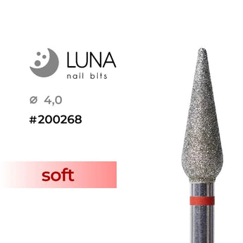 Luna Bits Dimanta frēzes uzgalis Konuss, 4,0/12 mm, sarkana, smala