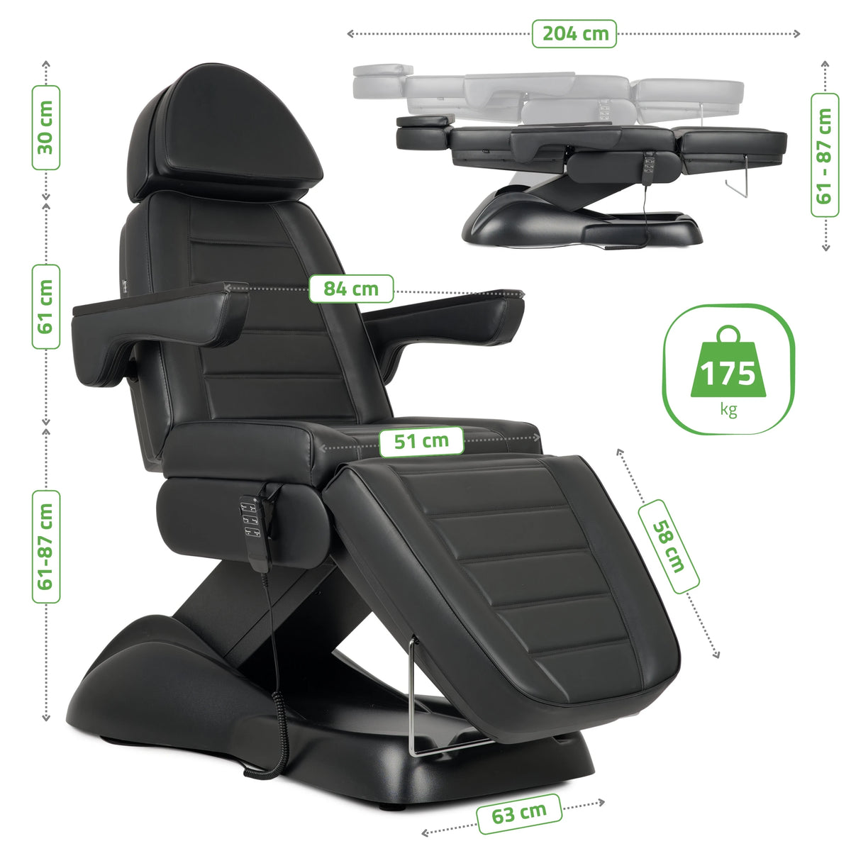 Elektrischer Kosmetikstuhl Leo PRO 4 Comfy Base k515, schwarz