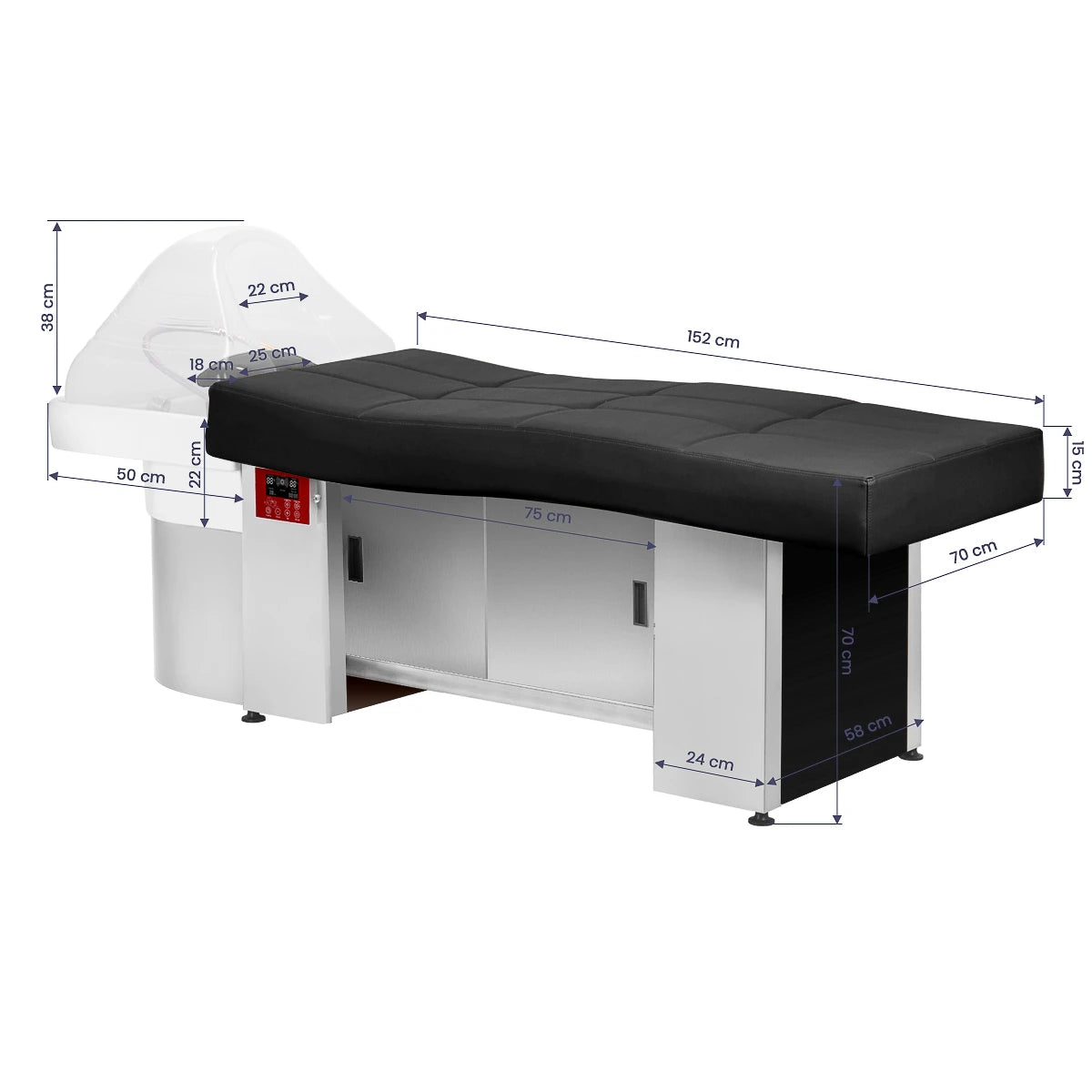 Gabbiano Head Spa 017B hair washing bed black