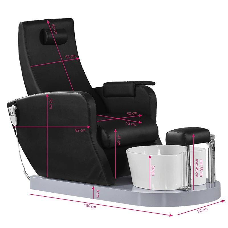 SPA ARMCHAIR FOR PEDICURE AZZURRO 016A BLACK WITH HYDROMASSAGE