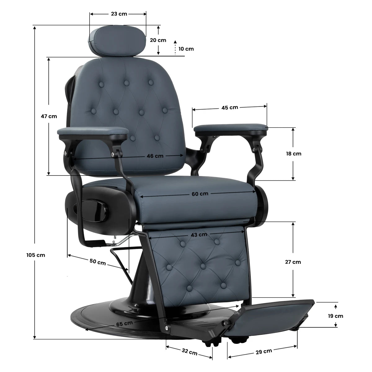 Gabbiano barber chair Francesco Black graphite