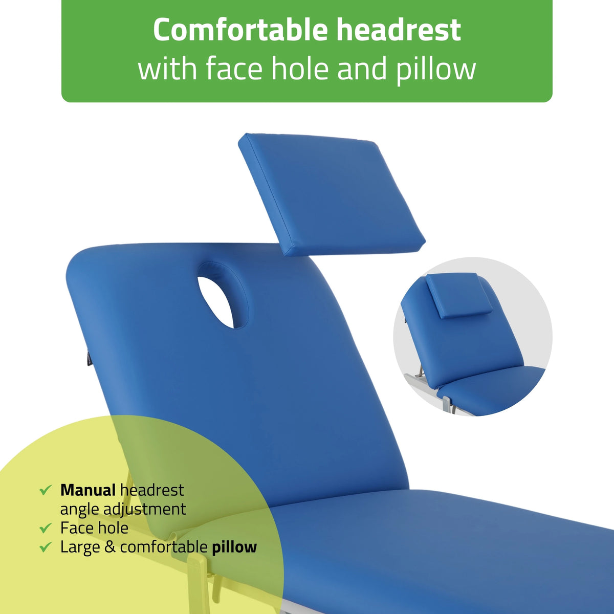Table de massage Optima therapy, réglage hauteur électrique avec télécommande – Satin Comfort k723 bleu