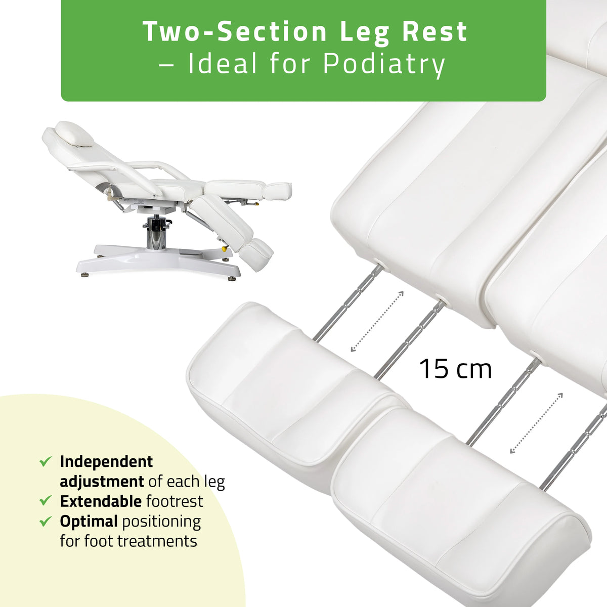 MAX Bianco hydraulische behandelstoel met pneumatische verstelling