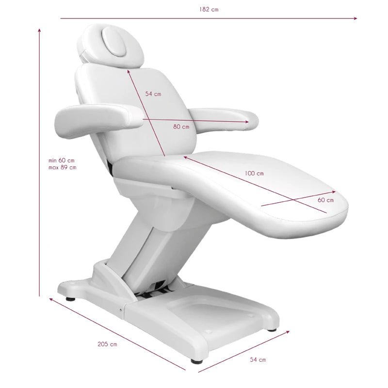 Косметологическое кресло-кушетка 970b, 3 мотора, белое