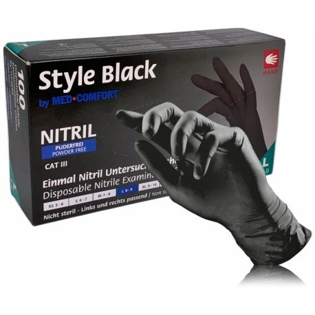 Nitrilhandschuhe, puderfrei, Größe S, schwarz, 100 Stück, berry®
