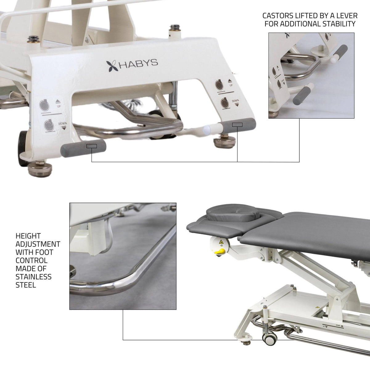 Stationary massage table Evero V4 ERGO Soft Touch K622 Gray