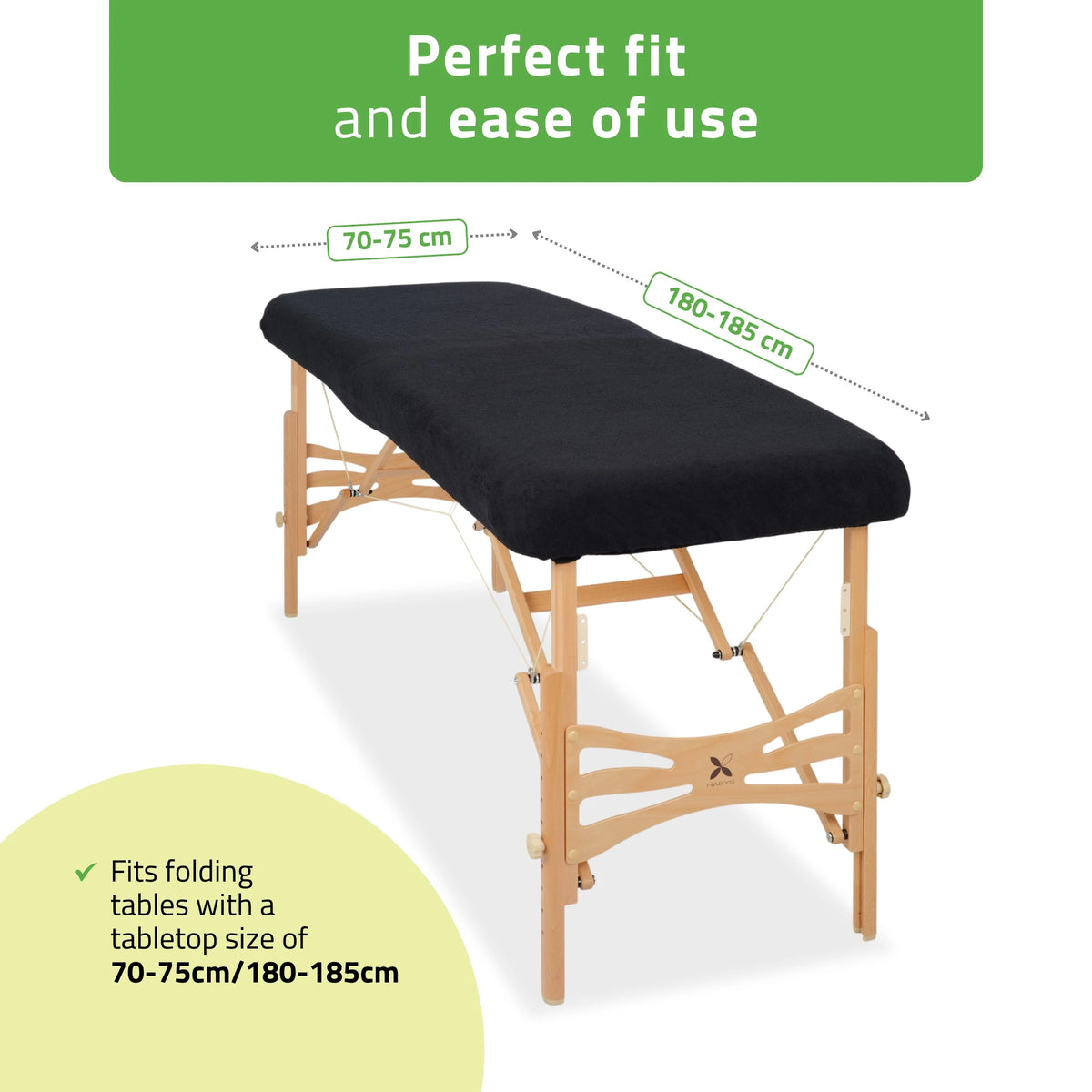 Terry Table Sheet for portable tables 70-75/ 180-185 black