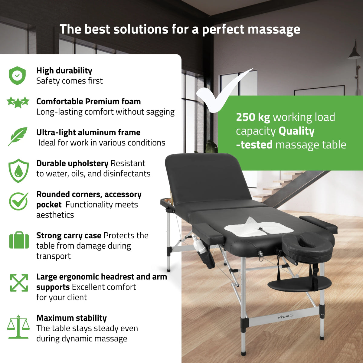 Bærbar massagebrikse Adele 60 Comfy Base K515, sort