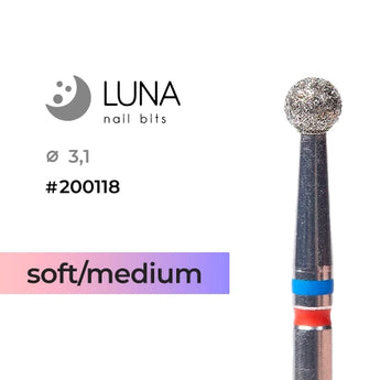 Luna Bits Dimanta frēzes uzgalis Lodīte 3,1 mm, sarkani-zila