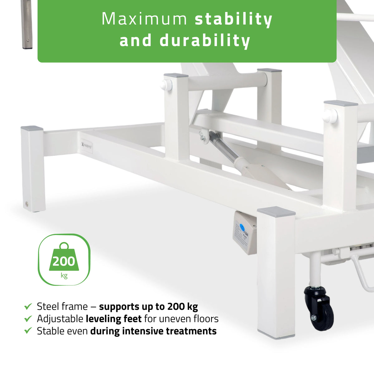 Fortis 5 ERGO treatment table, electric height adjustment with hand remote control, ERGO cushion, k729 light gray
