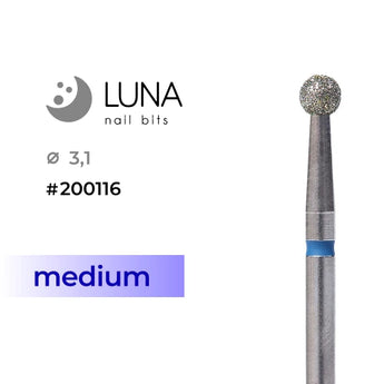 Luna Bits Dimanta frēzes uzgalis Lodīte 3,1 mm, zila, vidēja grīda