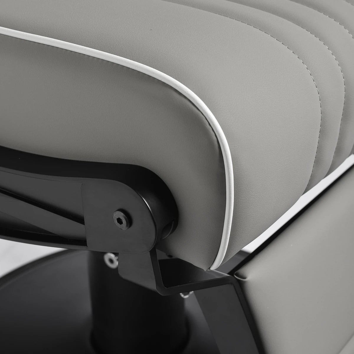 Gabbiano Levi barber chair with black frame gray without stitching at the back