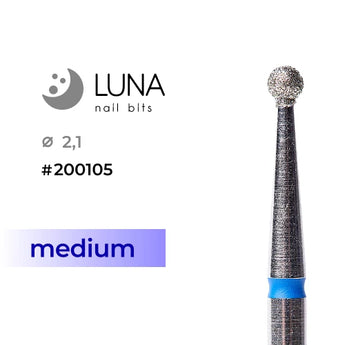 Luna Bits Dimanta frēzes uzgalis Lodīte, 2,1 mm, zila, vidēja granulācija