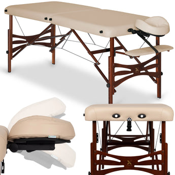 Masāžas galds Panda Dark Wood, 70 cm, vinila pārklājums, bēšs
