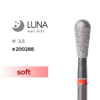 Luna Bits Dimanta frēzes uzgalis, apgrieztais konuss noapaļots, 3,5 mm x 8 mm, sarkana, smalka graudainība