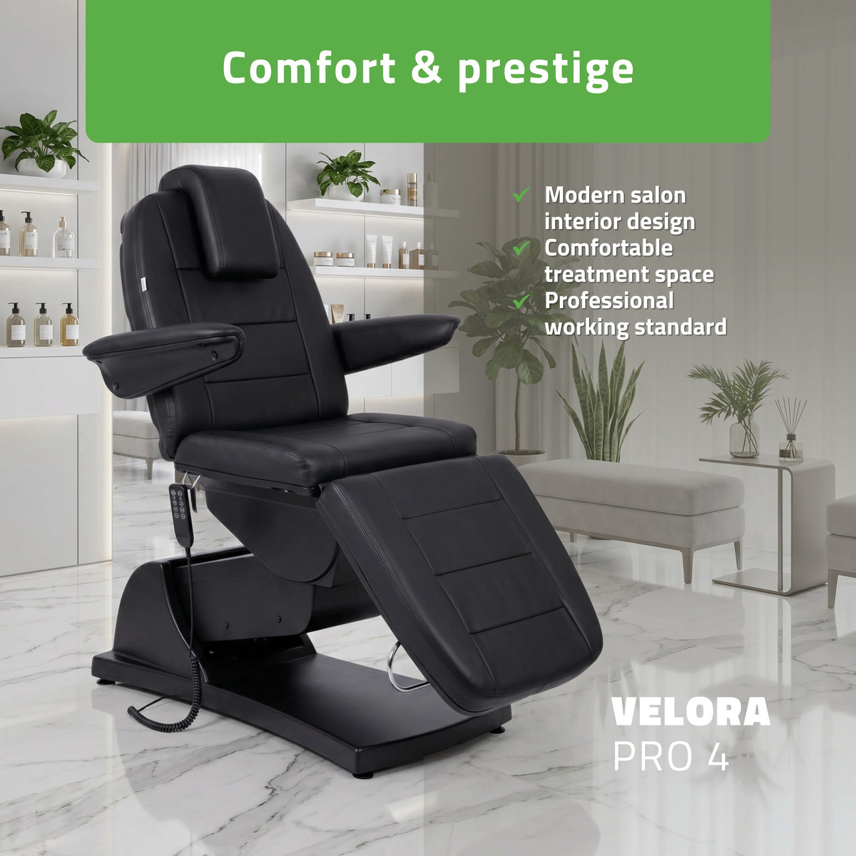 Электрическое косметологическое кресло Velora PRO 4 Touch Core k315, чёрное