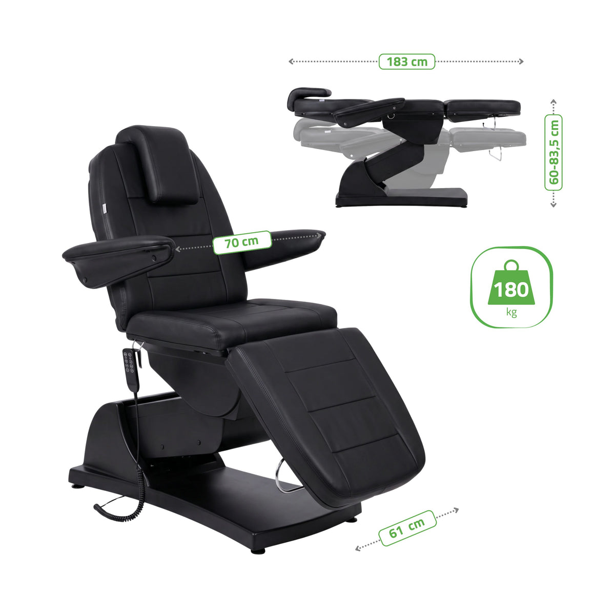 Электрическое косметологическое кресло Velora PRO 4 Touch Core k315, чёрное