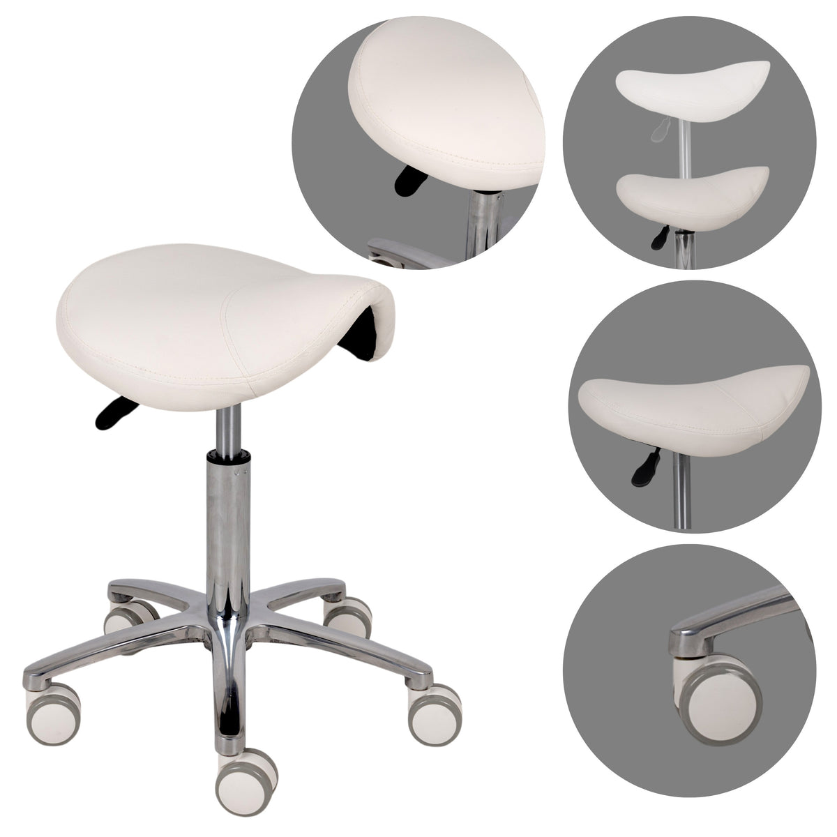 Saddle stool Lila, PVC k501 white