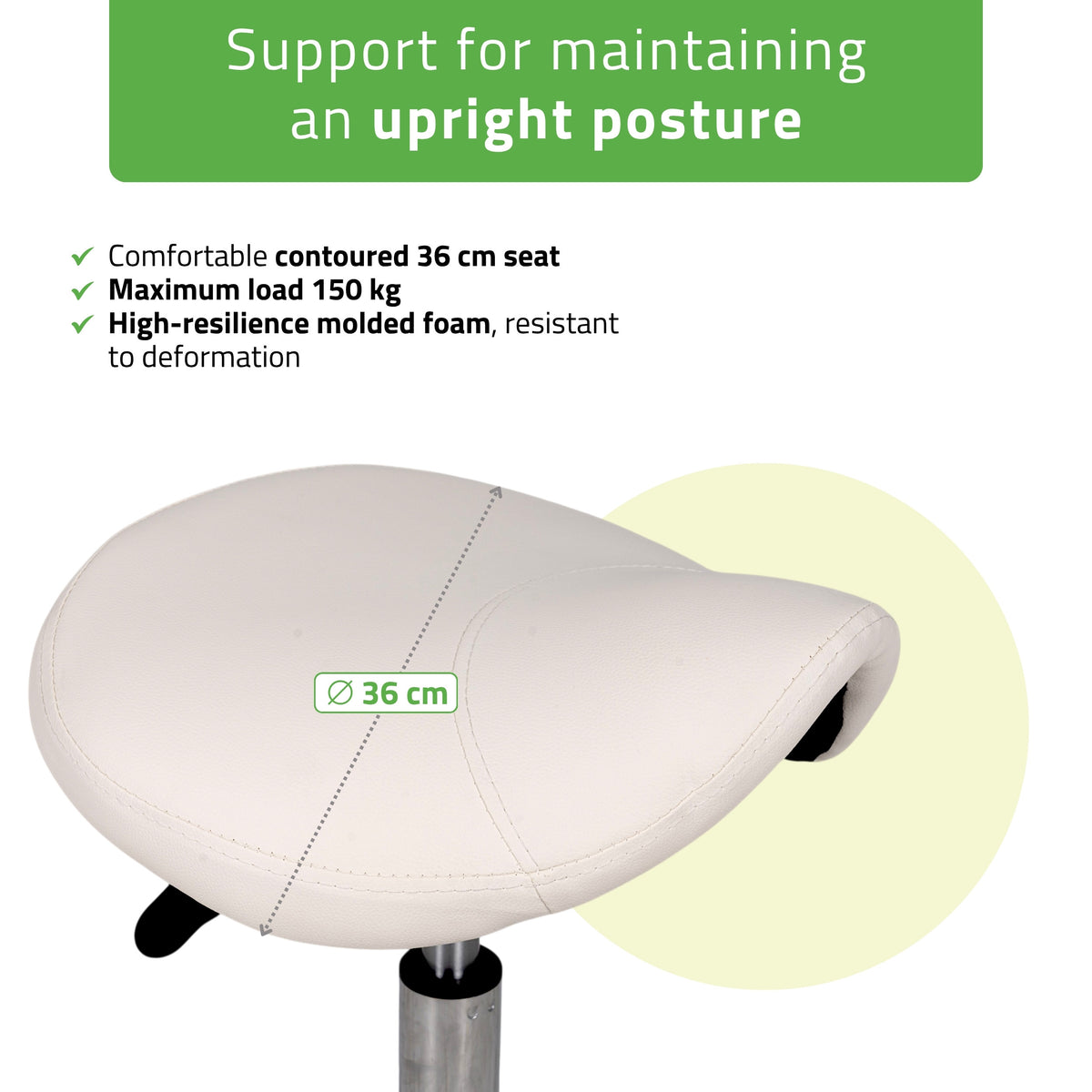 Saddle stool Lila, PVC k501 white