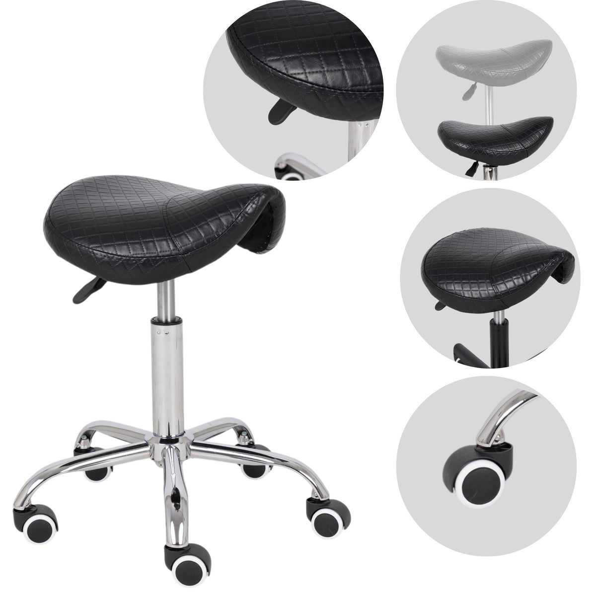 Sedlo stolica LOFI, Comfy Base k515 s prošivanjem, crna