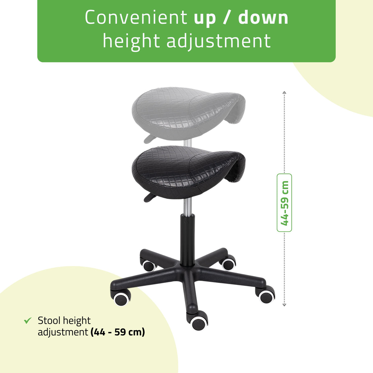 Saddle stool LUMO, Comfy Base k515 quilted black