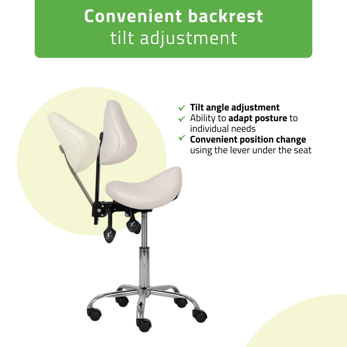 Saddle stool Sola, Comfy Base k501 white