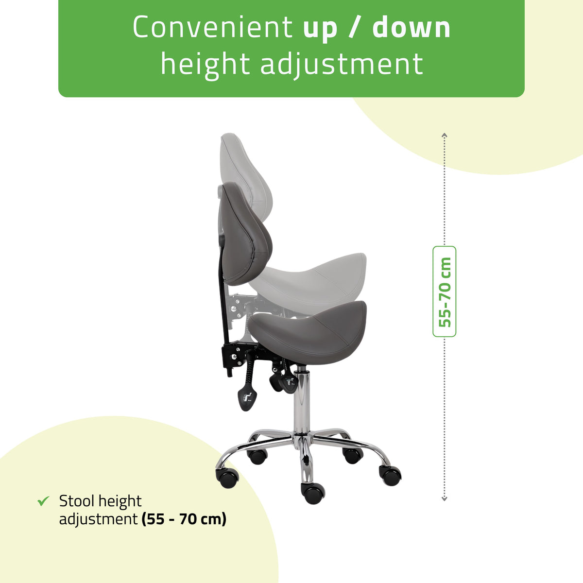 Saddle stool Sola, Comfy Base k521 grey