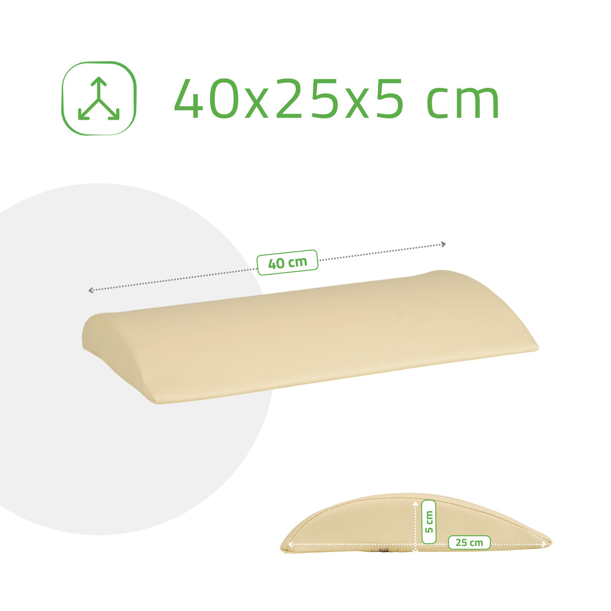 Semi Round Bolster Lumbar 40x25x5 K533 Beige