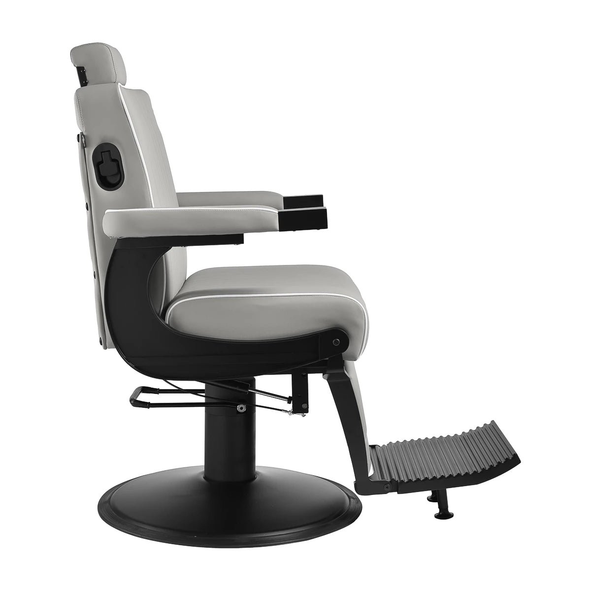 Gabbiano Levi barber chair with black frame gray without stitching at the back