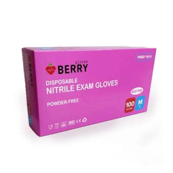 Nitrila cimdi, bez pulvera, PINK M, rozā, 100 gab., Berry®