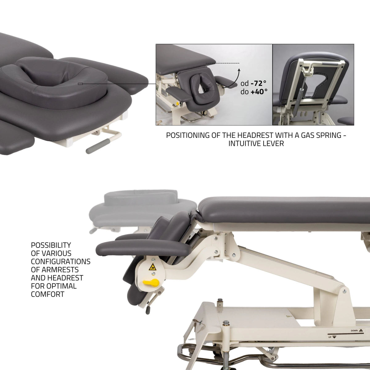 Stationary massage table Evero V4 ERGO Soft Touch K622 Gray