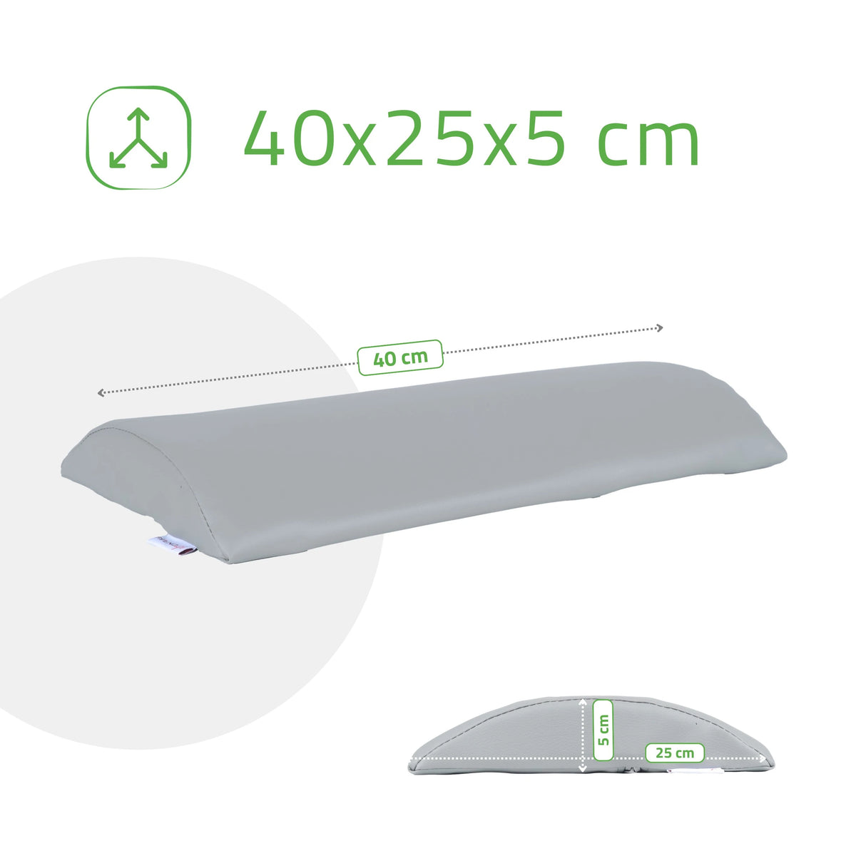 Semi Round Bolster Lendenkissen 40x25x5 K522, Grau