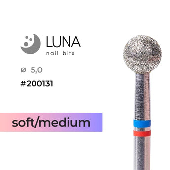 Luna Bits Dimanta frēzes uzgalis Lodīte, 5,0 mm, sarkana/zila