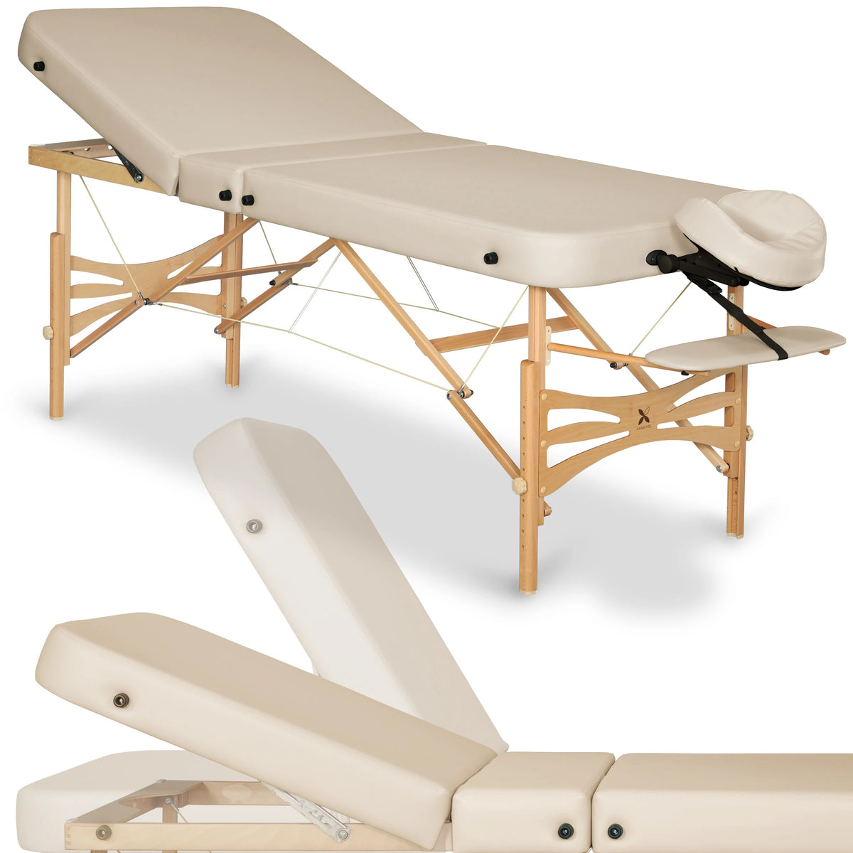 Massage Table Gallo Plus Light Wood 76 Vinyl Flex K033 Beige