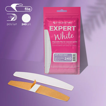 Сменные файлы белые на мягкой основе для пилки полумесяц EXPERT 40 240 грит (30 шт)